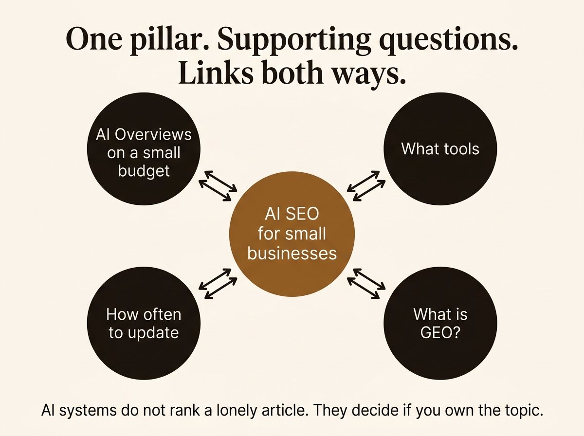 Topic cluster: one pillar and supporting question pages.