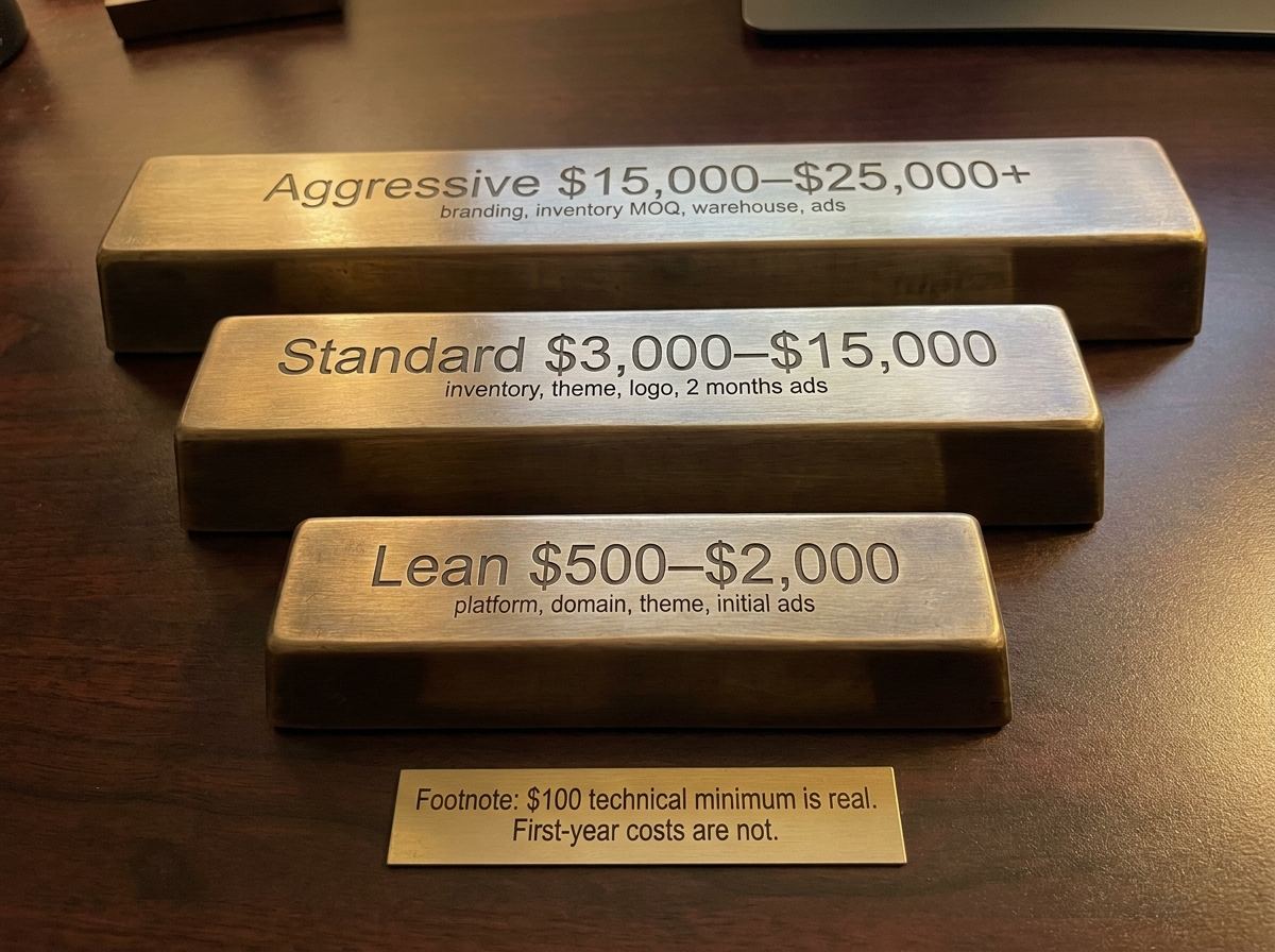 Startup budget by lean, standard, and aggressive scenario.