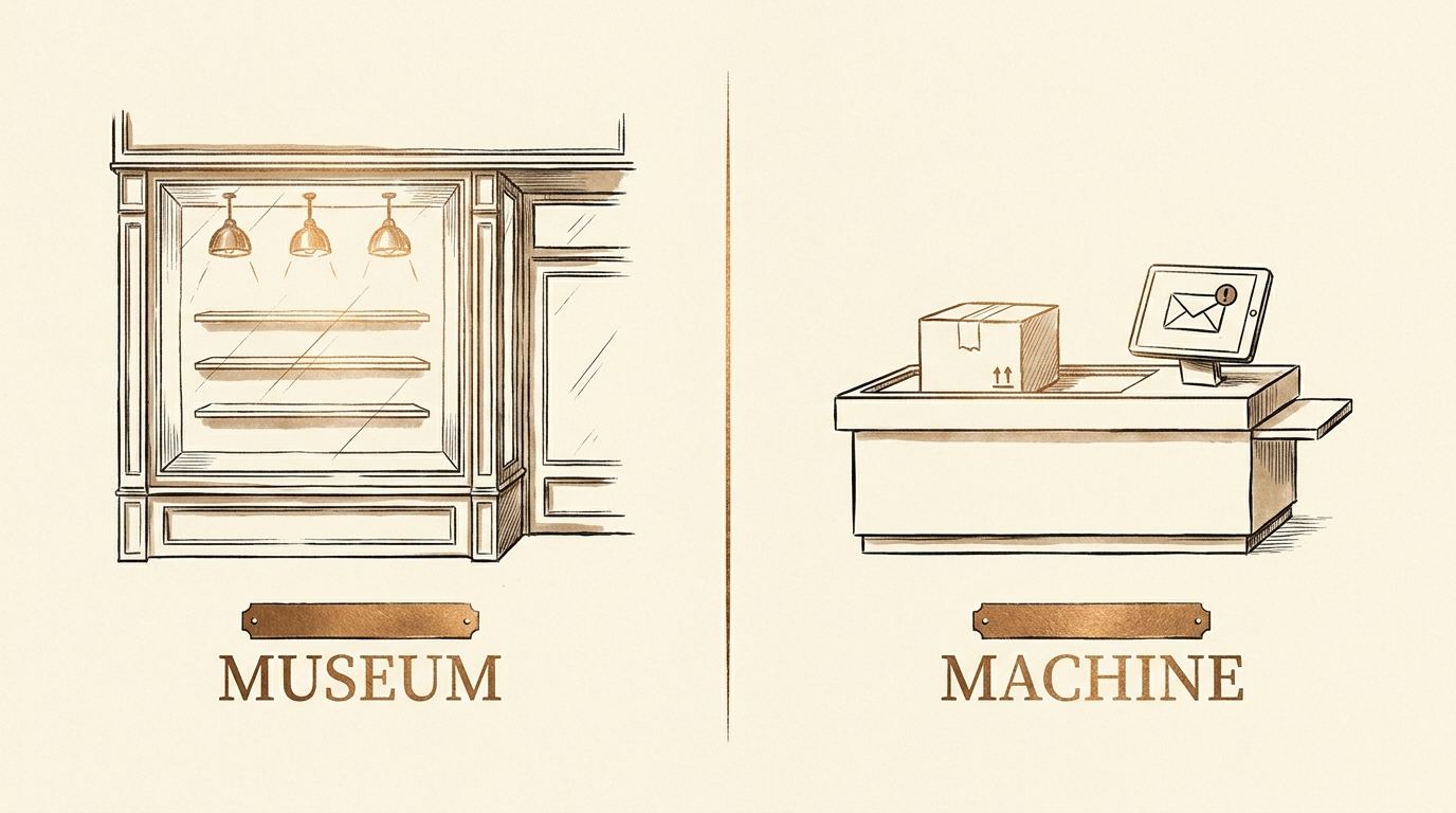 Empty store versus a selling machine — pick one model and run it.