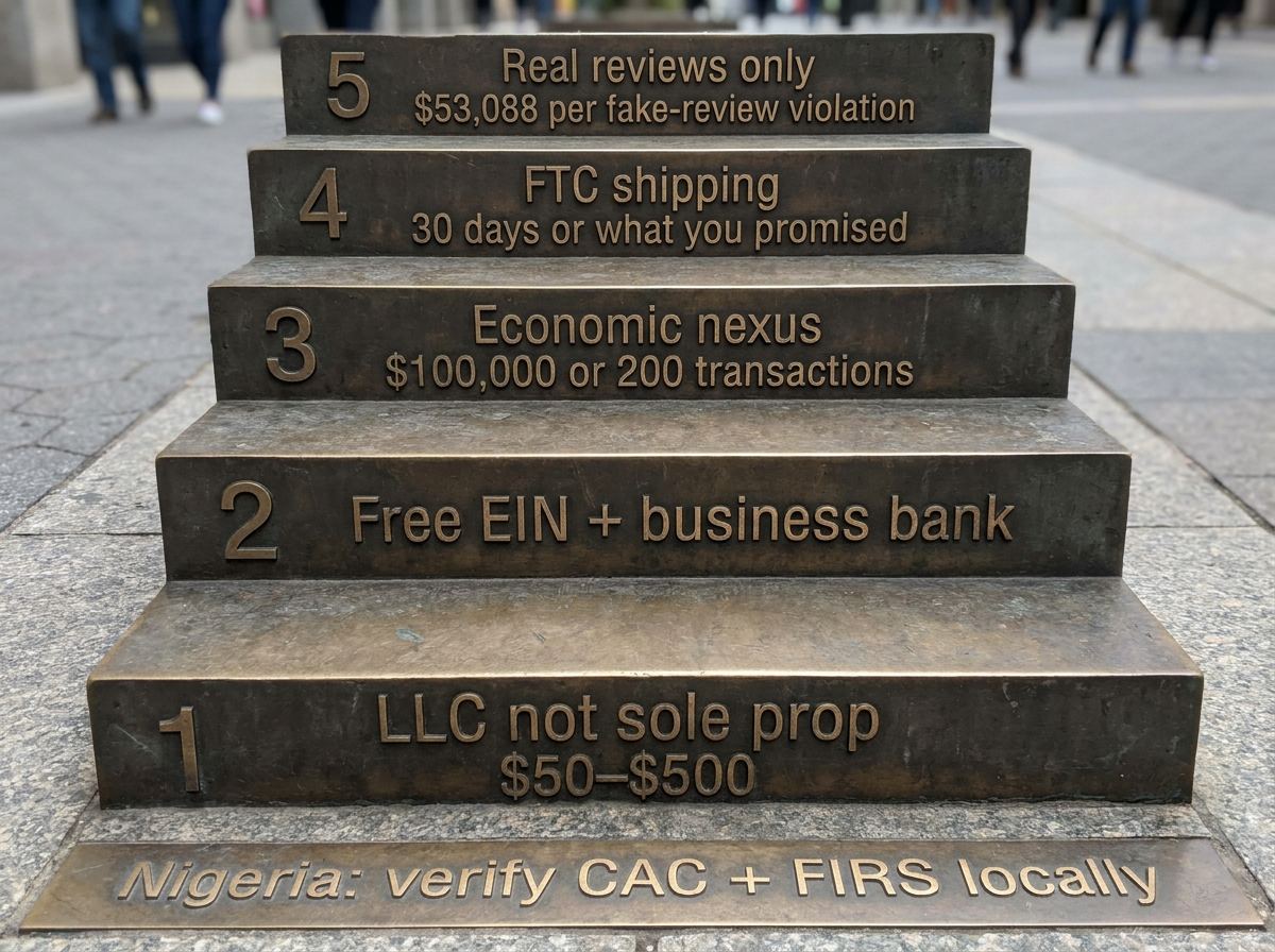 Legal, tax, and compliance checklist before you take the first order.